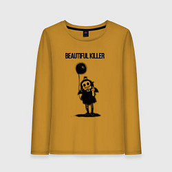 Лонгслив хлопковый женский Beautiful killer, цвет: горчичный