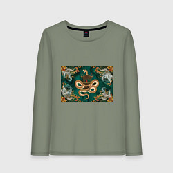 Лонгслив хлопковый женский Год зеленой змеи 25, цвет: авокадо