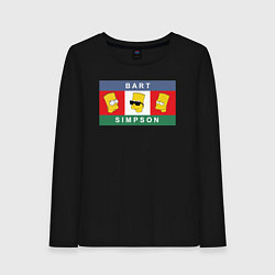 Лонгслив хлопковый женский Bart Simpson дикая голова, цвет: черный