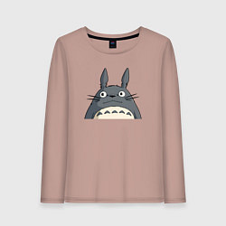 Лонгслив хлопковый женский Выглядывающий тоторо, цвет: пыльно-розовый