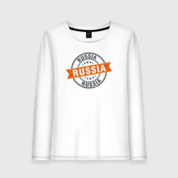 Лонгслив хлопковый женский Печать Россия, цвет: белый