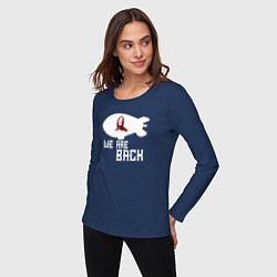 Лонгслив хлопковый женский Бумажный дом - мы вернулись, цвет: тёмно-синий — фото 2