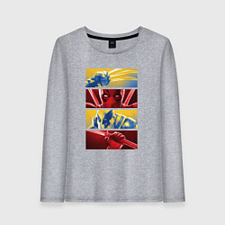 Лонгслив хлопковый женский Дэдпул и Росомаха - комикс, цвет: меланж
