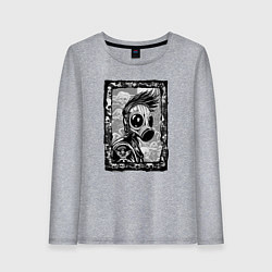 Лонгслив хлопковый женский Gasmask punk society, цвет: меланж