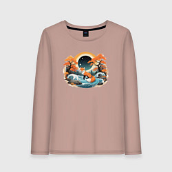 Лонгслив хлопковый женский Осень лисичка, цвет: пыльно-розовый