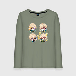 Лонгслив хлопковый женский Авантюрин стикеры, цвет: авокадо