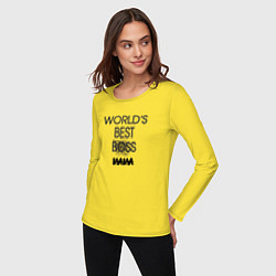 Лонгслив хлопковый женский Worlds best мама, цвет: желтый — фото 2