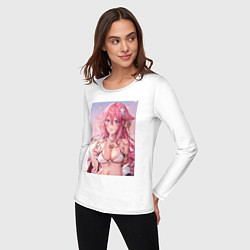Лонгслив хлопковый женский Яэ Мико, цвет: белый — фото 2