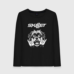 Лонгслив хлопковый женский Skillet rock dog, цвет: черный