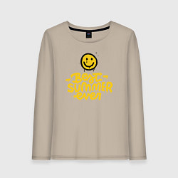 Лонгслив хлопковый женский Лучшее лето на свете, цвет: миндальный