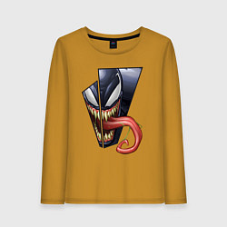 Лонгслив хлопковый женский Venom with tongue sticking out, цвет: горчичный
