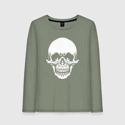 Лонгслив хлопковый женский Scary skull, цвет: авокадо