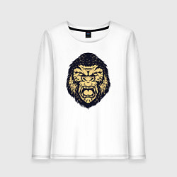 Лонгслив хлопковый женский Рёв гориллы, цвет: белый