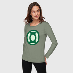 Лонгслив хлопковый женский Green lantern logo, цвет: авокадо — фото 2