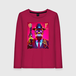 Лонгслив хлопковый женский Cyber godfather Homer Simpson - mafia, цвет: маджента