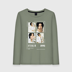 Лонгслив хлопковый женский Hyunjin stray kids cute, цвет: авокадо