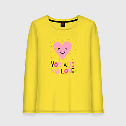 Лонгслив хлопковый женский Ты моя любовь, цвет: желтый