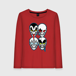 Лонгслив хлопковый женский Kiss skulls, цвет: красный