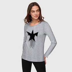 Лонгслив хлопковый женский Black blot star - minimalism, цвет: меланж — фото 2