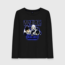 Лонгслив хлопковый женский Синяя тюрьма Блю Лок персонажи, цвет: черный