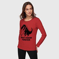Лонгслив хлопковый женский Godzilla best friend, цвет: красный — фото 2