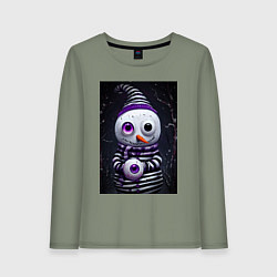 Лонгслив хлопковый женский Полосатый снеговик, цвет: авокадо