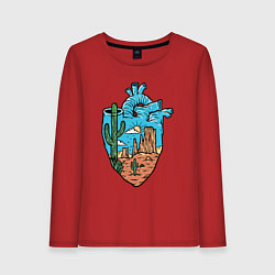 Лонгслив хлопковый женский Сердце пустыни, цвет: красный