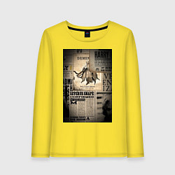Лонгслив хлопковый женский Важные новости, цвет: желтый