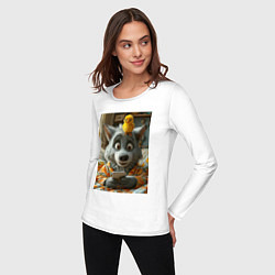 Лонгслив хлопковый женский Волк и цыпа, цвет: белый — фото 2