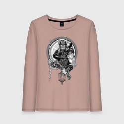Лонгслив хлопковый женский Славянский бог Перун - покровитель воинов, цвет: пыльно-розовый
