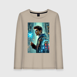 Лонгслив хлопковый женский Harry Potter - urban style, цвет: миндальный