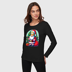 Лонгслив хлопковый женский Santa Simpson - ai art, цвет: черный — фото 2