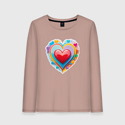Лонгслив хлопковый женский Сердце с маленькими сердечками, цвет: пыльно-розовый