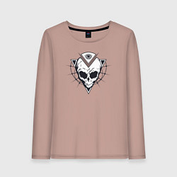 Лонгслив хлопковый женский Skull eye, цвет: пыльно-розовый