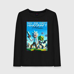 Лонгслив хлопковый женский Rick and Morty Minecraft - collaboration, цвет: черный
