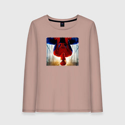 Лонгслив хлопковый женский Новый человек паук, цвет: пыльно-розовый