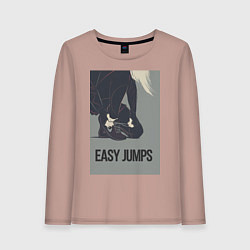 Лонгслив хлопковый женский Easy jumps in boots, цвет: пыльно-розовый