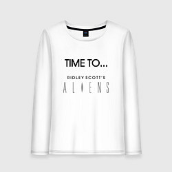 Лонгслив хлопковый женский Time to aliens, цвет: белый