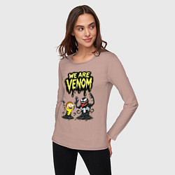 Лонгслив хлопковый женский We are Venom - meme, цвет: пыльно-розовый — фото 2