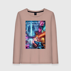 Лонгслив хлопковый женский Counter Strike 2 - metropolis, цвет: пыльно-розовый