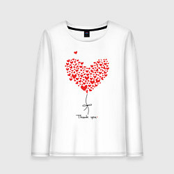 Лонгслив хлопковый женский Thank you for your love, цвет: белый