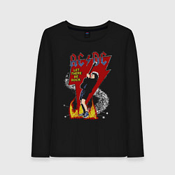 Лонгслив хлопковый женский ACDC rock, цвет: черный