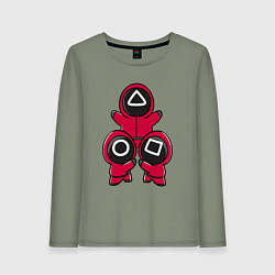 Лонгслив хлопковый женский Squid game little men, цвет: авокадо