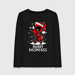 Лонгслив хлопковый женский Deadpool - merry kiss my ass, цвет: черный