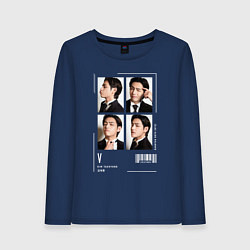 Лонгслив хлопковый женский Taehyung bts 4cut, цвет: тёмно-синий