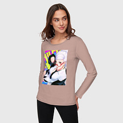 Лонгслив хлопковый женский Дандадан: Бабка Момо, цвет: пыльно-розовый — фото 2