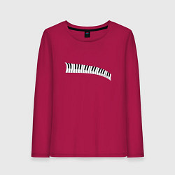 Лонгслив хлопковый женский Пианино клавиши волна, цвет: маджента