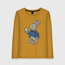 Лонгслив хлопковый женский Деловой зайчик, цвет: горчичный