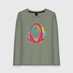 Лонгслив хлопковый женский Squid game face, цвет: авокадо