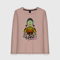 Лонгслив хлопковый женский Squid game doll, цвет: пыльно-розовый